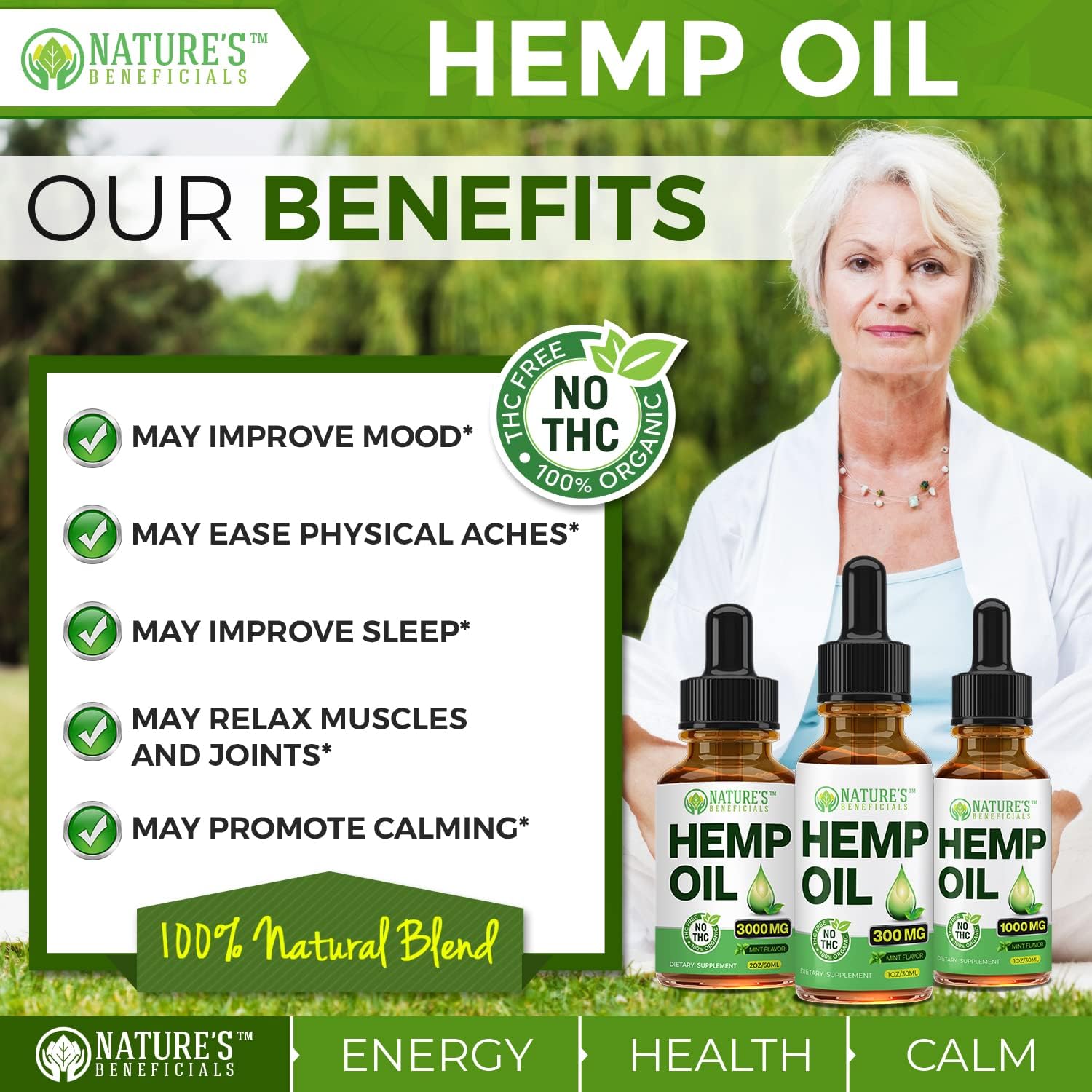 NATURE'S BENEFICIALS Organic Hemp Oil Extract Drops, 300mg - Omega Fatty Acids 3 6 9, Non-GMO Ultra-Pure CO2 Extracted - Image 5