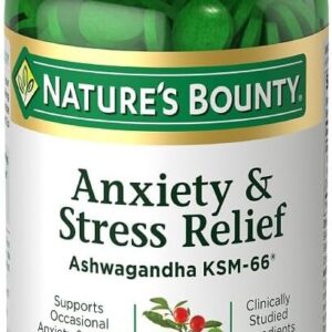 Nature's Bounty Stress Relief Ashwagandha KSM 66 Tablets, Mood Support, 50 Count