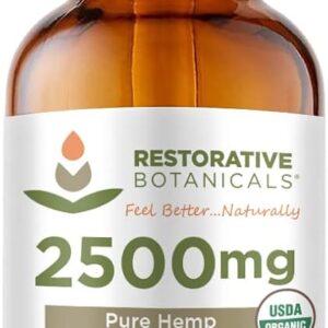 Ultra High Strength Hemp Oil Supplement for Body & Mind Benefits - USDA Certified Organic - Natural Flavor - 2500mg - Pure Hemp (1oz/30ml) 60 Servings - Calming Stress Relief