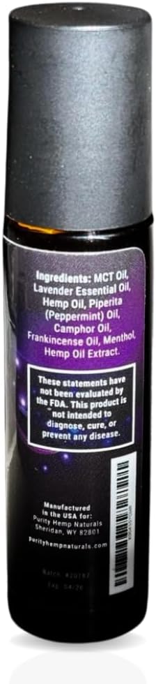 Purity Hemp Naturals Hemp Oil Roll-On for Temporary Relief On-The-Go. Lavender, Peppermint, Coconut & Frankincense Oils, Menthol & Hemp Oil Extract (100 mg). - Image 3