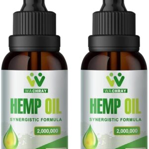 Hemp Oil Drops High Potency - 2,000,000 Maximum Strength Organic Hemp Oil Tincture - Pure C02 Extraction, Vegan, Non-GMO, Pack of 2