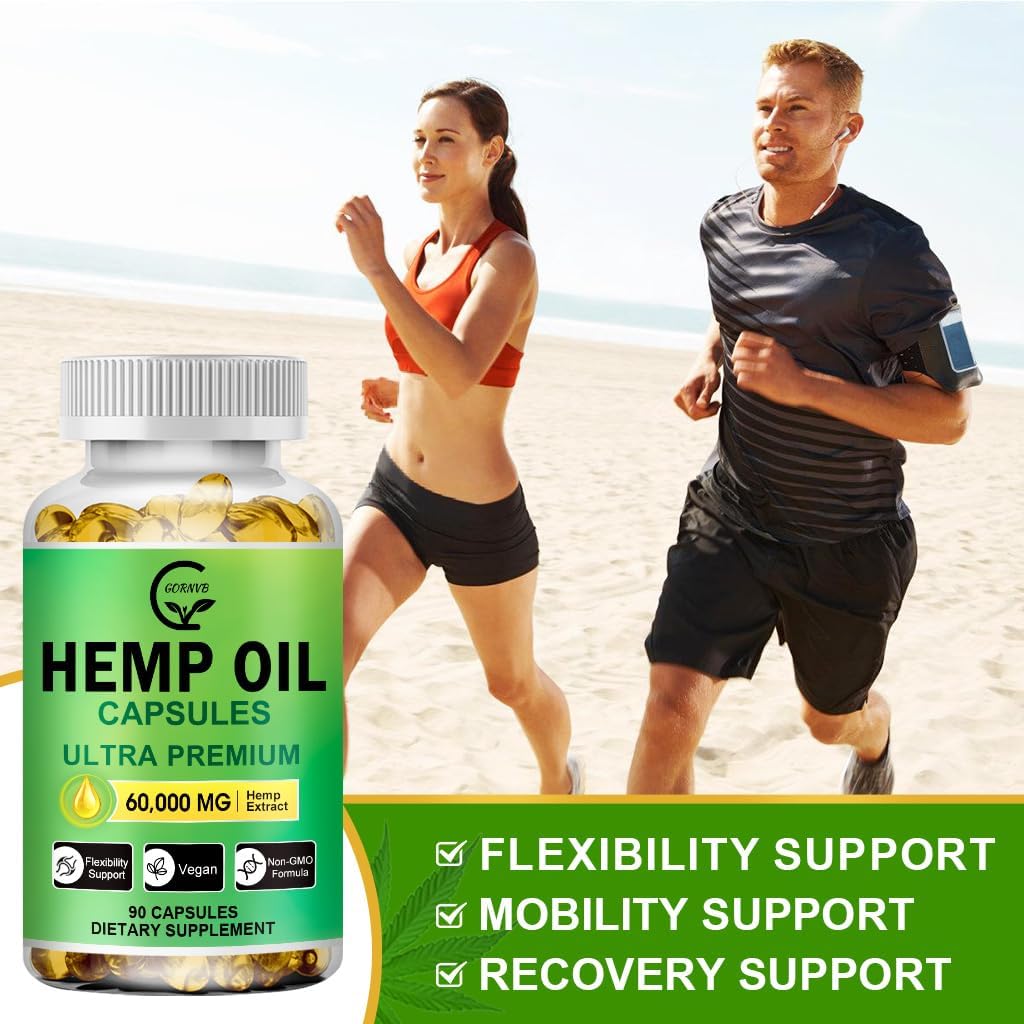 (2-Pack) High Potency Hemp Oil Capsules - 180 Veggie Softgels - 60,000 Maximum Strength, Immune System Support, Focus Calm, Relaxation, Mood, Pure Extract, Organic, Vegan, Non-GMO - Image 8