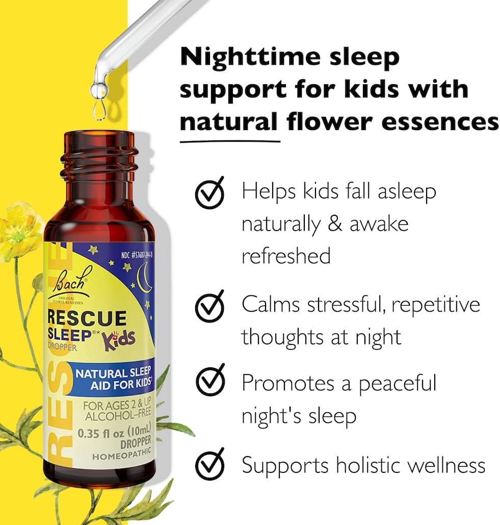 Bach RESCUE SLEEP KIDS Dropper 10mL, Natural Sleep & Stress Relief Aid, Homeopathic Flower Essence, Free of Melatonin, Sugar & Gluten, Kid-Friendly, Non-alcohol Formula - Image 2