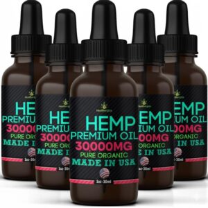 Hemp Oil-5 Pack-High Potensy Hemp Seed Oil-Organic HempOil, Full Flavor Natural Benefits-Made in USA-for Skin, Calm, Discomfort, Muscles, Massage-Safe for Pets-Full Omega 3, 6, 9