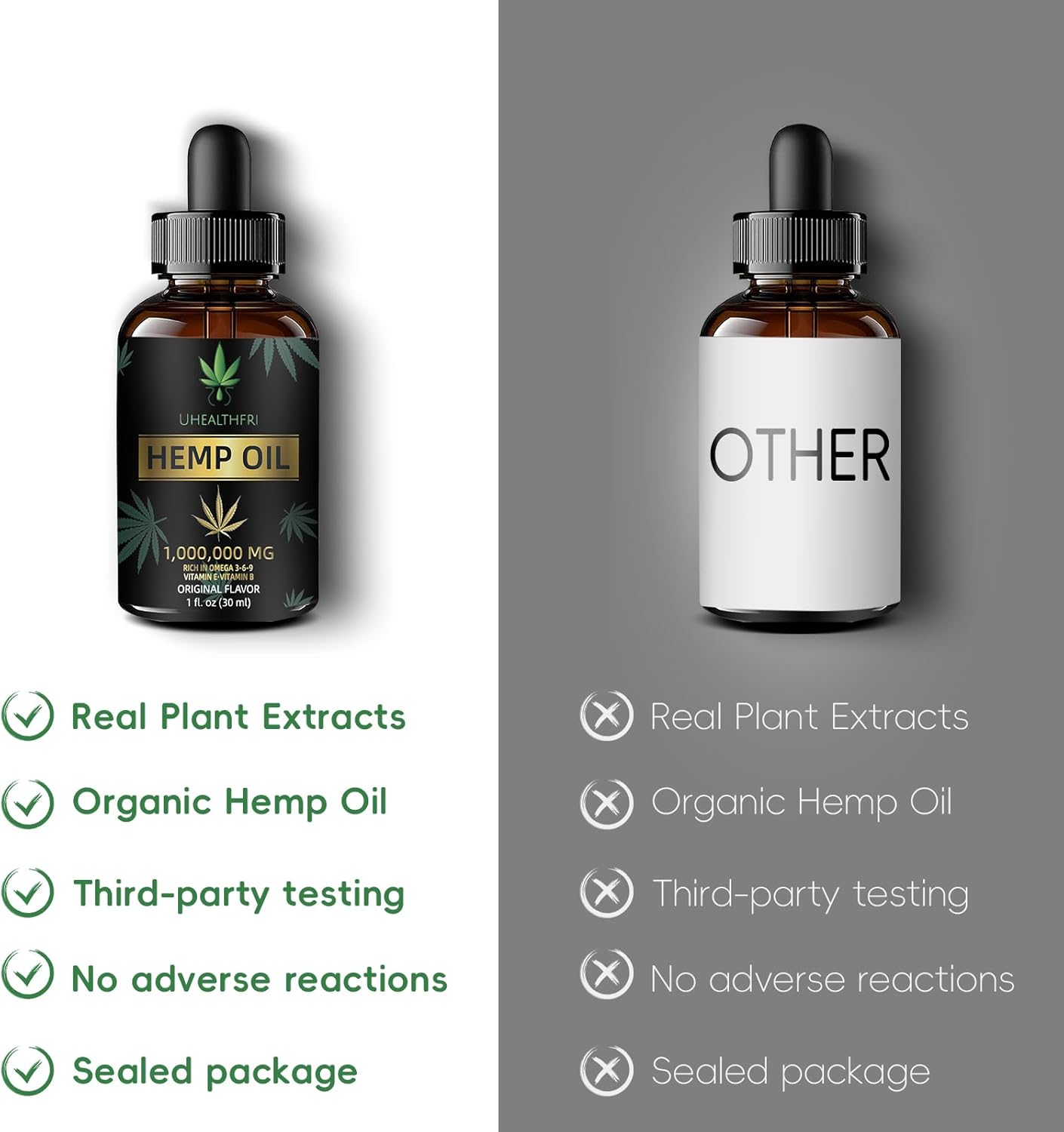 Hemp Oil, Pure Organic Hemp Seed Oil Drops, Non-GMO, Vegan Hemp Extract Oil Tincture with Omega 3, 6, 9 of 4 Pack - Image 4