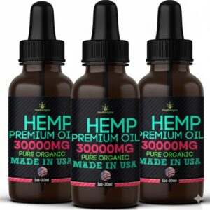 Hemp Oil -3 Pack-High Potensy Hemp Seed Oil-Made in USA, Organic Hempoil, Full Flavor Natural Benefits, for Skin, Relief, Sleep, Calm, Discomfort, Massage-Safe for Pets-Full Omega 3,6, 9