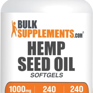 BulkSupplements.com Hemp Seed Oil Softgels - Omega 3 Supplement, Herbal Supplement, Hemp Seed Oil 1000mg - Gluten Free, 1 Softgel per Serving, 240 Count (Pack of 1)