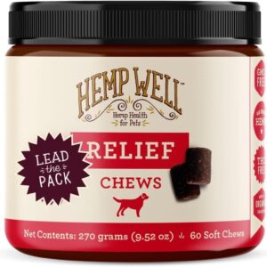 Hemp Well Relief Dog Soft Chews ā Organic Hemp Soft Chews for Hip and Joint Health, Long Lasting Mobility Support (1 Pack)