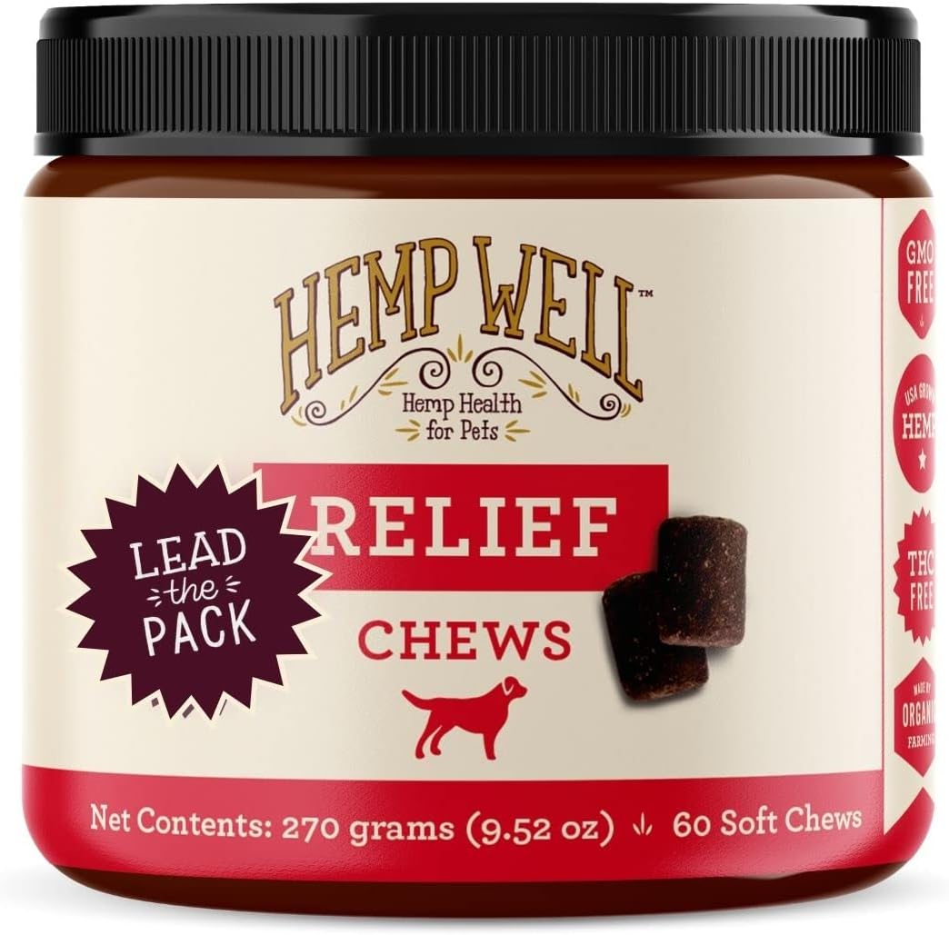 Hemp Well Relief Dog Soft Chews – Organic Hemp Soft Chews for Hip and Joint Health, Long Lasting Mobility Support (1 Pack)