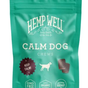 Hemp Well Calm Dog Soft Chews: Organic Hemp Infused with Melatonin - Calming Chews for Separation, Thunderstorms, and Stress - 8 Chews