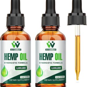 Hemp Oil Drops (2 Pack) High Potency - - with C02 Extraction, Vegan, Non-GMO