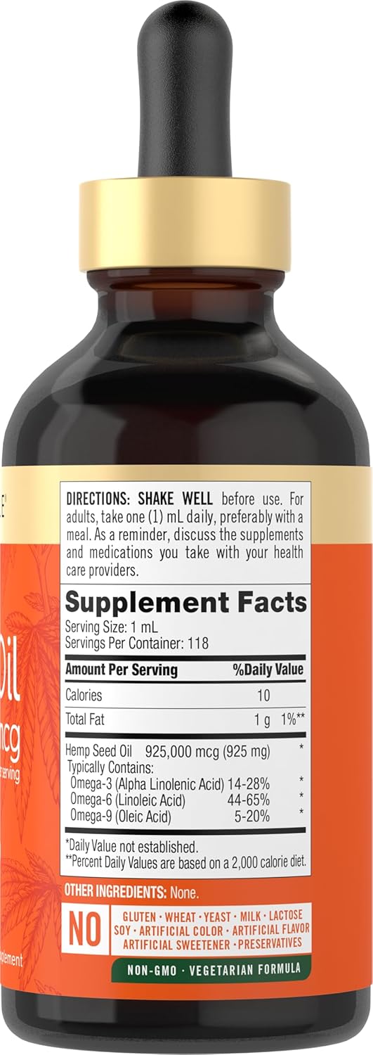 Carlyle Hemp Seed Oil 925,000 mcg | High Potency | Contains Omega 3,6,9 | Cold Pressed | Vegetarian, Non-GMO, Gluten Free - Image 2