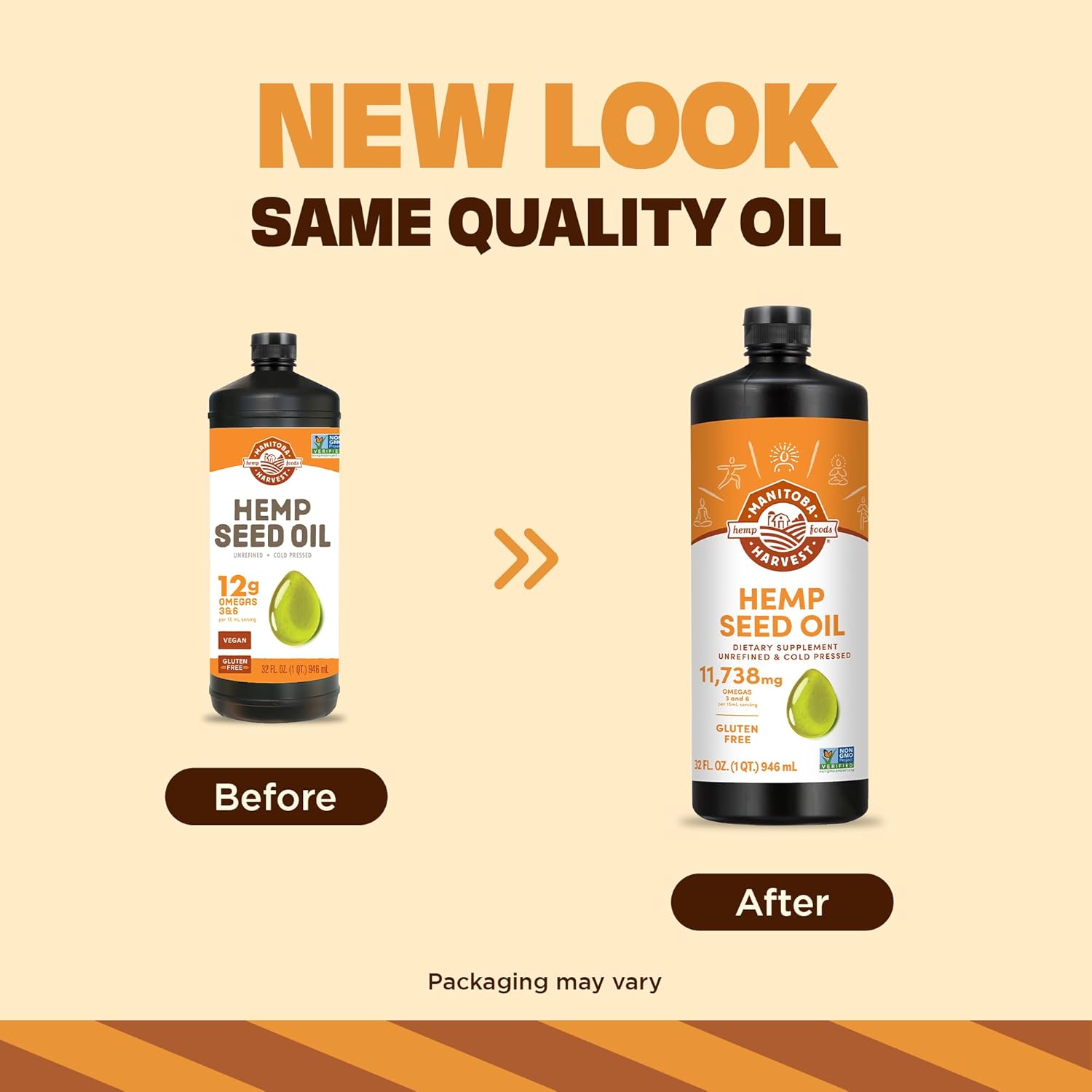 Manitoba Harvest Hemp Seed Oil, Cold Pressed, Premium Quality, 12g of Omegas 3 & 6 Per Serving, Hydrate & Nourish Skin - Non GMO, Vegan, Gluten Free, Great for cooking, salad dressings, 32 Fl Oz - Image 3