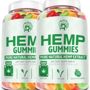 Hemp Gummies High Potency - for Pain, Sleep, Anxiety Extra Strength Hemp Oil Gummies - 100% Natural Organic Bear Candy Hеmp Supplement Gummy for Adults(2 Pack)
