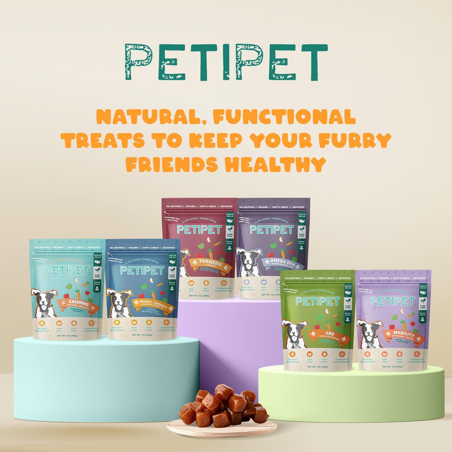 Petipet Calming Chews for Dogs - Plant-Based Calming Supplement w/Melatonin+Chamomile - Calming Aid Soft & Chewy Treats for Relaxing, Stress, Separation, Anxiety Relief, Puppies, Small & Large Breeds - Image 8
