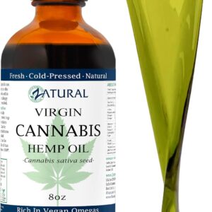 Zatural 100% Pure Hemp Seed Oil - Food Grade & Cold Pressed - Virgin Hemp Oil for Cooking, Smoothies, and Salads - Rich in Vegan Omega 3, 6, 9 - Natural Skin & Hair Moisturizer (8 Ounce)