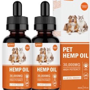 (2-Pack) Organic Hеmp Oil for Dogs and Cats - Pet Hеmp Drops for Anxiety Relief, Stress,Pain, Calming, Sleep, Arthritis - Treats Chews - Support Hip and Joint Health - Rich in Omega 3-6-9