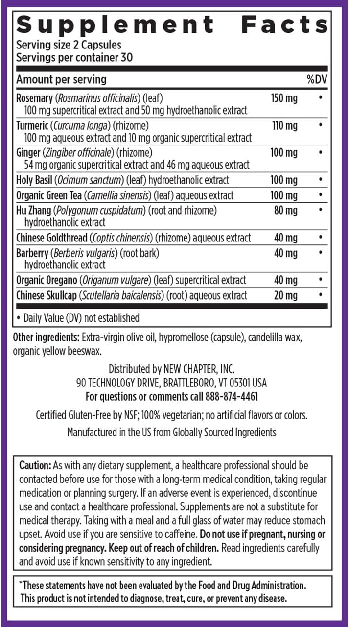 New Chapter Zyflamend™ Joint Supplement & Herbal Pain Relief – 10-in-1 Superfood Blend with Turmeric, Ginger & Green Tea - for Healthy Inflammation Response, Mobility & Flexibility, 60 Capsules - Image 6