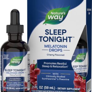 Nature's Way Sleep Tonight Melatonin Drops with L-Theanine, Non-Habit Forming Support*, 2 Oz, Cherry Flavor