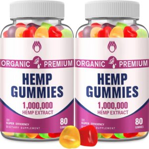 Premium Hemp Gummies High Potency for Pain Sleep Anxiety Inflammation Relief Extrat Sthenthen Edible Bear Gummy for Adults Rich in Omega 3 6 9(2-Pack)