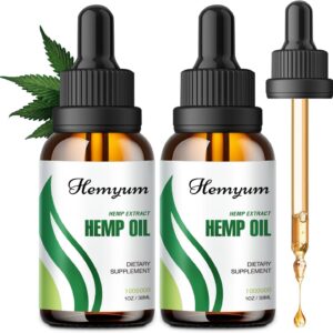 (2-Pack) Hemp Oil Drops High Potency - for Pain Relief, Skin, Anxiety 1,000,000 Maximum Strength Natural Hemp Oil - Organic Hemp Tincture Oils Extract Relieve Mood