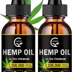 (2-Pack) High Potency Hemp Oil - Maximum Strength, Immune System Support, Focus Calm, Relaxation, Mood, Pure Extract, Organic, Vegan, Non-GMO