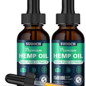 Hemp Oil Organic Premium(2 Pack)- Maximum Strength 100% Natural Drops Hemp Extract Tincture Supports Relaxation