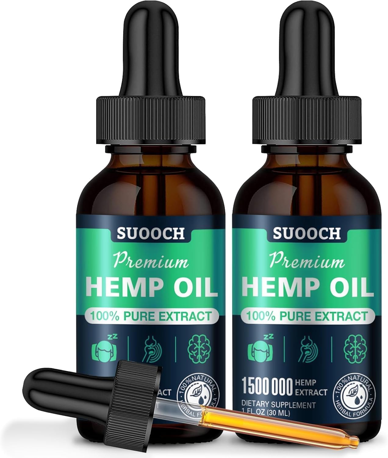 Hemp Oil Organic Premium(2 Pack)- Maximum Strength 100% Natural Drops Hemp Extract Tincture Supports Relaxation