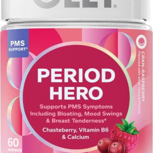 OLLY Period Hero Gummies, PMS Support Supplement,* Chasteberry, Vitamin B6, Calcium, Cran-Raspberry Flavor, 30 Day Supply - 60 Count