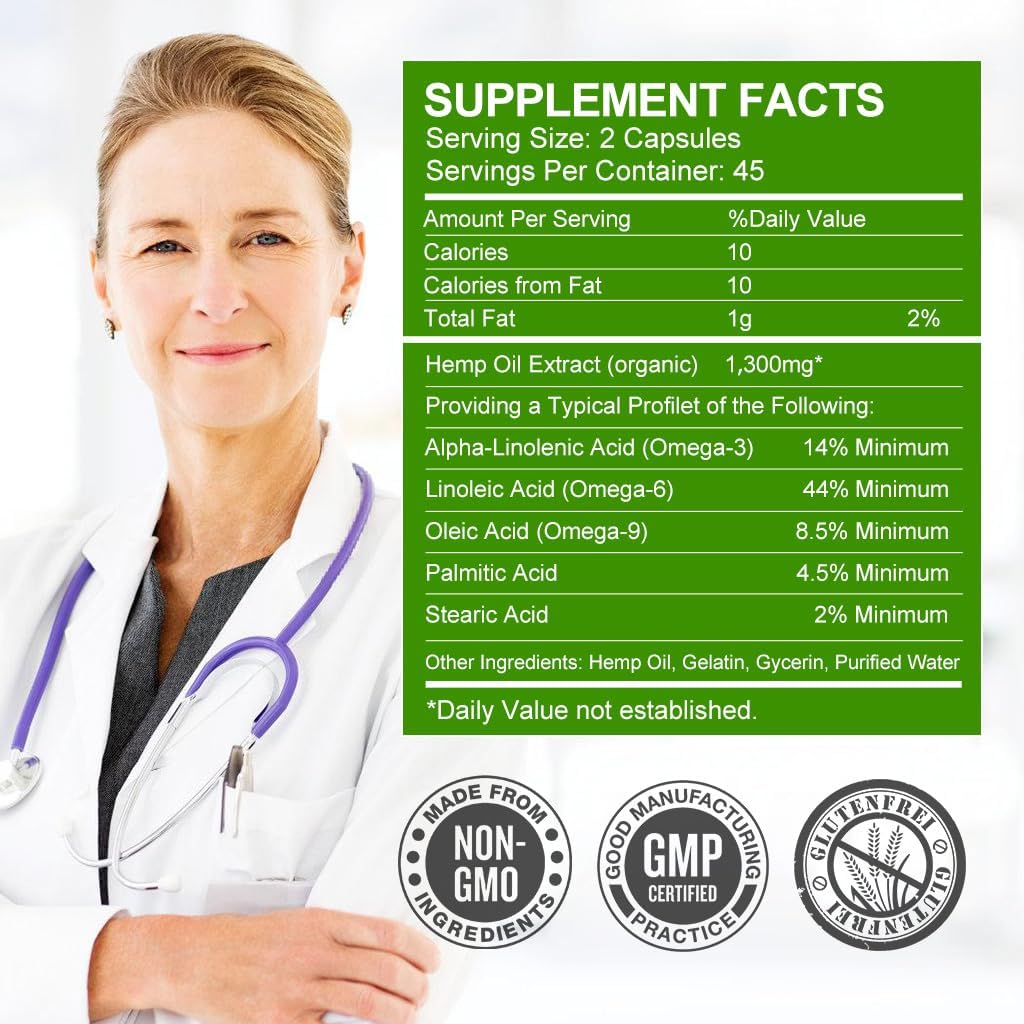 (2-Pack) High Potency Hemp Oil Capsules - 180 Veggie Softgels - 60,000 Maximum Strength, Immune System Support, Focus Calm, Relaxation, Mood, Pure Extract, Organic, Vegan, Non-GMO - Image 2