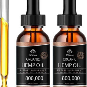 Hemp Oil Drops for Pain Relief, Skin, Anxiety, Sleep - High Potency Strength Organic High Potency Hemp Tincture - with C02 Extraction, Vegan, Non-GMO, 2 Pack