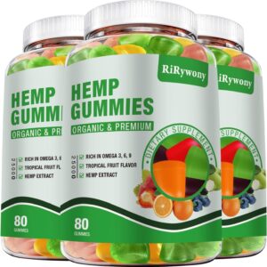Hemp Gummies for Sleep, Pain, Anxiety 3 Packs, High Potency Edible Gummies Extra Strength Organic Hemp Oil Extract Vegan Bear Gummy - 240 Counts Candy