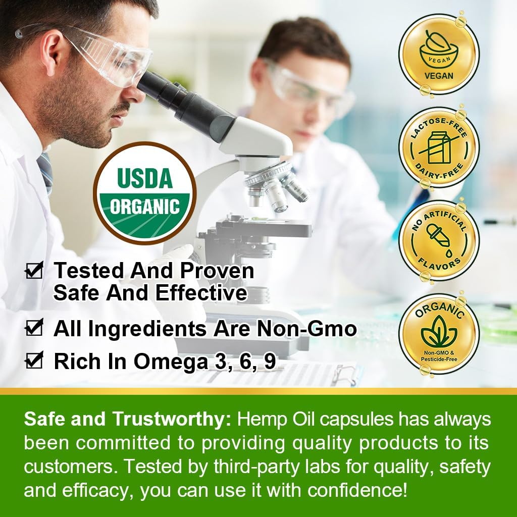 (2-Pack) High Potency Hemp Oil Capsules - 180 Veggie Softgels - 60,000 Maximum Strength, Immune System Support, Focus Calm, Relaxation, Mood, Pure Extract, Organic, Vegan, Non-GMO - Image 6