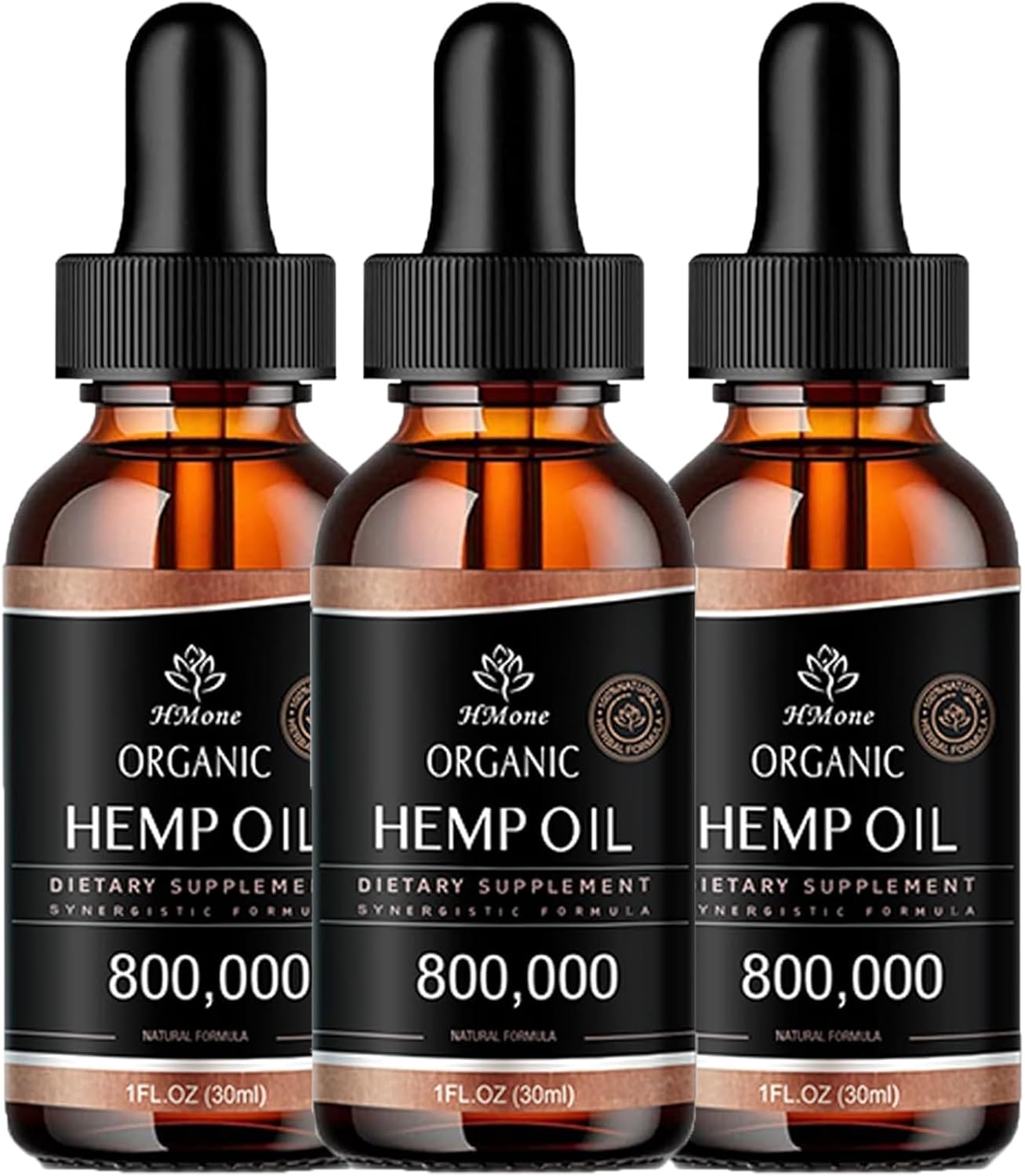 3 Pack Hemp Oil Drops for Pain Relief, Skin, Anxiety - High Potency Strength Organic High Potency Hemp Tincture - with C02 Extraction, Vegan, Non-GMO