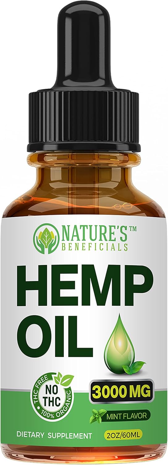 NATURE'S BENEFICIALS Organic Hemp Oil Extract Drops 3000mg - Ultra Premium, Soothes Discomfort, Joint Support, Sleep Aid, Omega Fatty Acids 3 6 9, Non-GMO - Image 2