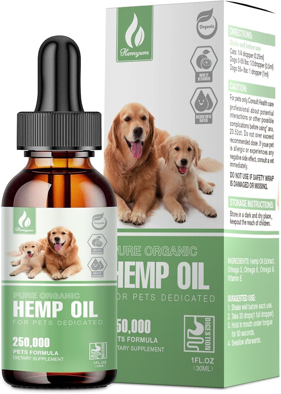 Pet Hemp Oil for Dogs and Cats Organic Hemp Extract Drops Sleep Aid Anxiety Stress Hip & Joint Pain Relief Dog Calming Treats Rich in Omega 3-6-9 Natural Pet Hemp Oil(Natural)