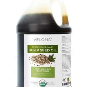 velona Hemp Seed Oil USDA Certified Organic - 64 Fl Oz | 100% Pure and Natural Carrier Oil | Unrefined, Cold Pressed | Hair, Body, Face & Skin Care