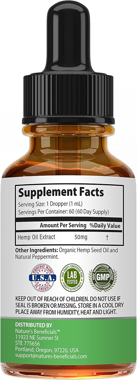 NATURE'S BENEFICIALS Organic Hemp Oil Extract Drops 3000mg - Ultra Premium, Soothes Discomfort, Joint Support, Sleep Aid, Omega Fatty Acids 3 6 9, Non-GMO - Image 3