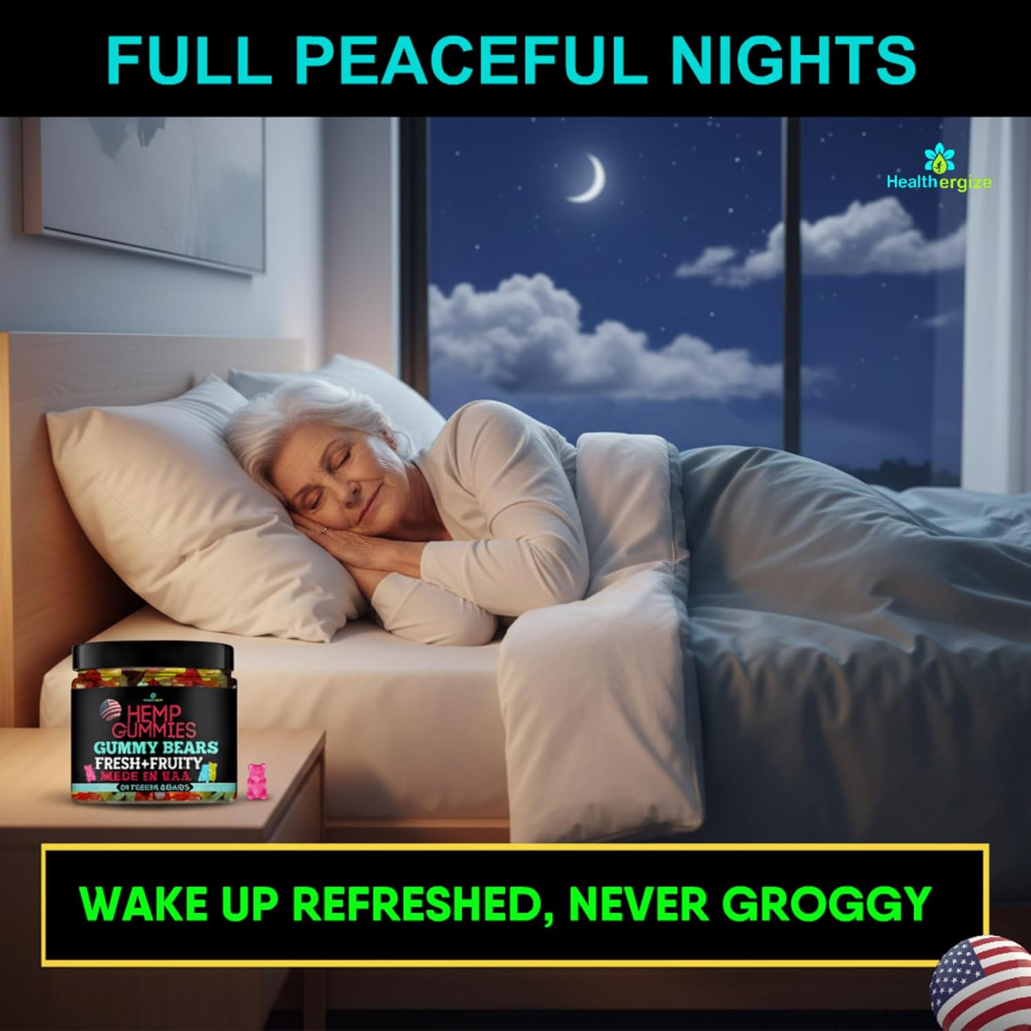 Hemp Gummies for Sleep-Calm Relaxing Night Support-90 Gummy Bear Edibles-Made in USA - Image 2