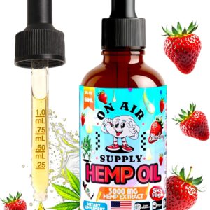 Hemp Oil - Organic Strawberry Flavored 2FL/60ML 3,000MG High Potency Drops Full-Spectrum Extract Hemp Oil for Skin & Hairs with Omega 3-6-9 & Vitamins C+E Natural Immune & Sleep Support – Made in USA