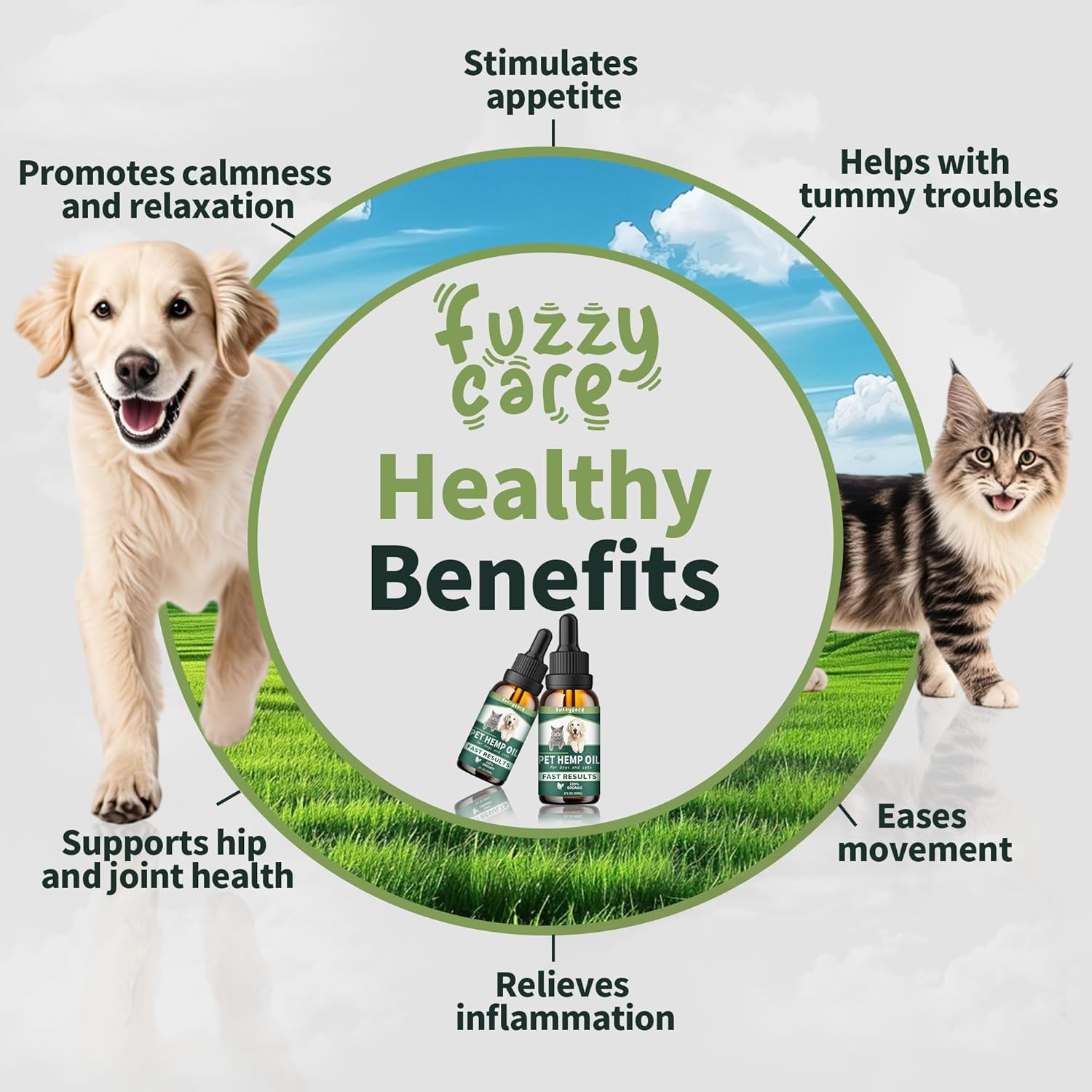 Hemp Oil for Dogs & Cats, Anxiety & Stress Relief Drops with Omega 3-6-9,Hemp Oil Helps with Pain, Stress, Sleep, Arthritis, Seizures Support, Calming Pet Supplement for Small & Large Pets - Image 2