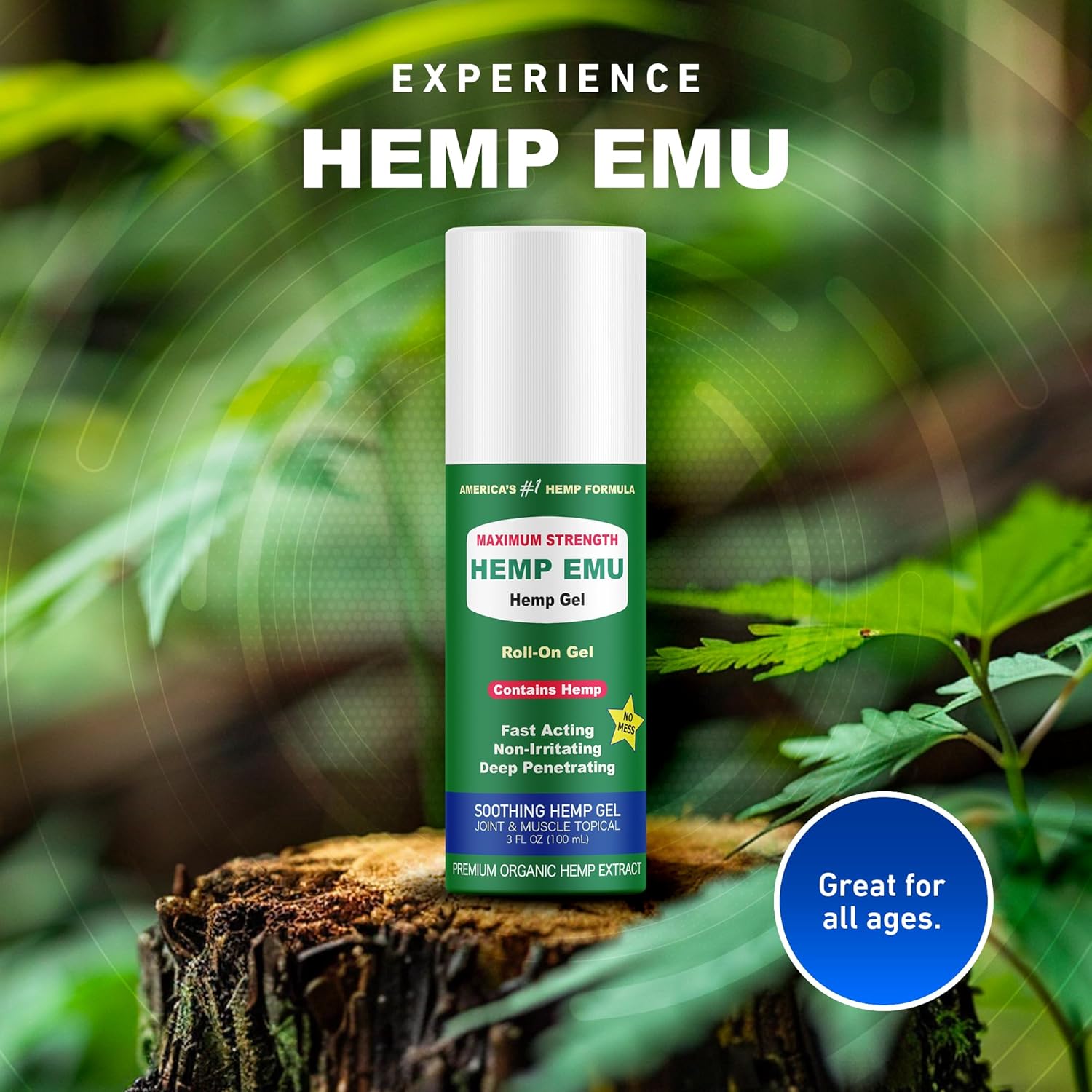 Hemp Emu - Hemp Roll On Gel - Muscle Rub for Back & Joint Discomfort - Soothing Gel with Organic Hemp Oil, Emu Oil, Menthol, Eucalyptus, Aloe Vera - Image 5