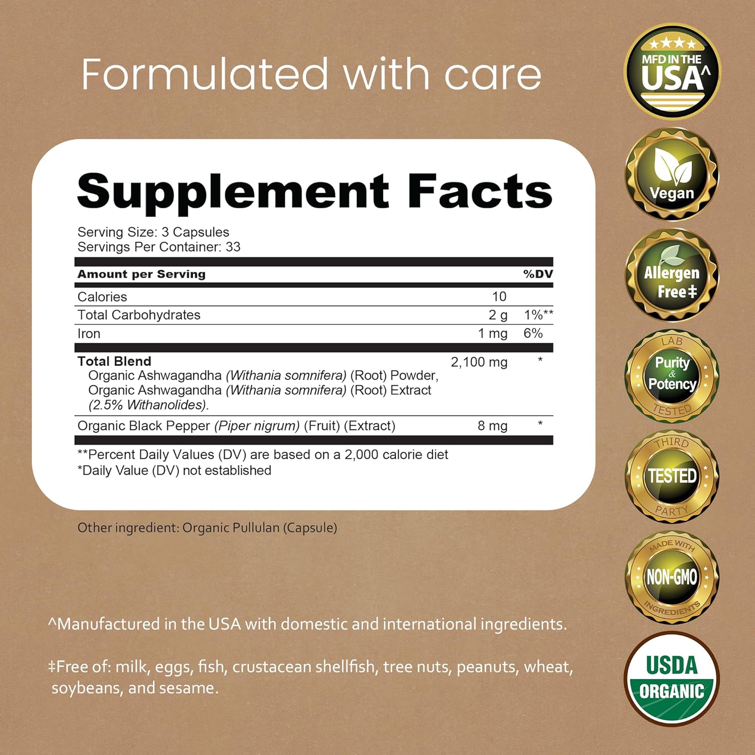 NaturaLife Labs Organic Ashwagandha 2100 mg per Serving – Herbal Supplement Root Powder & Extract – 100 Capsules – Vegan, Non-GMO, Gluten-Free - Image 2