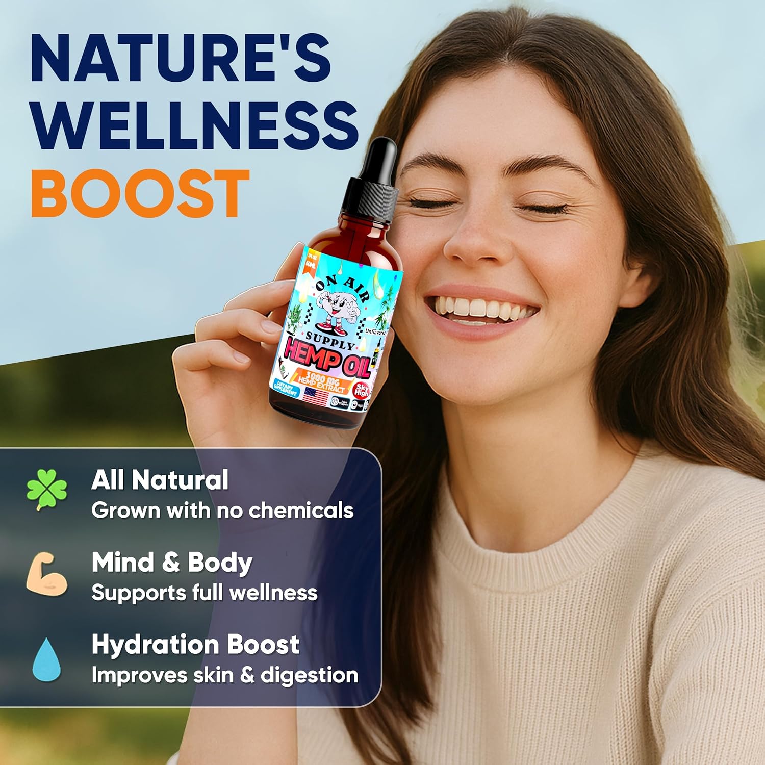 Hemp Oil - Organic Unflavored 2FL/60ML 3,000MG High Potency Drops Full-Spectrum Extract Hemp Oil for Skin & Hairs with Omega 3-6-9 & Vitamins C+E Natural Immune & Sleep Support – Made in USA - Image 5