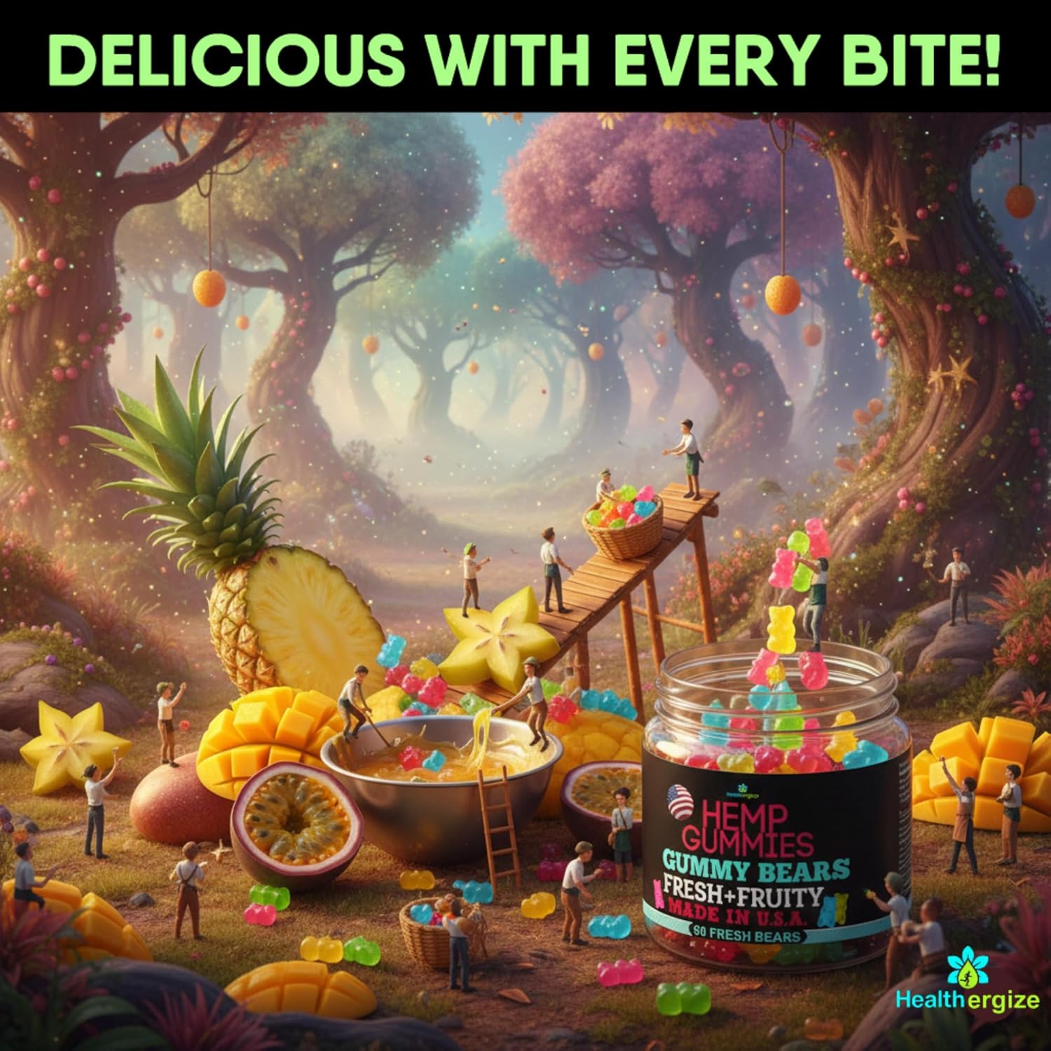 Hemp Gummies for Sleep-Calm Relaxing Night Support-90 Gummy Bear Edibles-Made in USA - Image 8