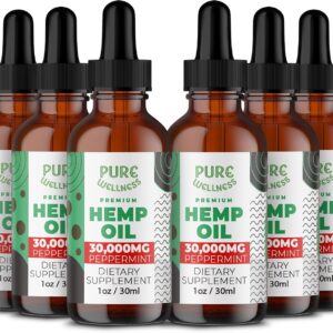 Organic Hemp Seed Oil (6 Oz), Peppermint Flavor, High Potency 30,000 mg - Helps in Natural Comfort, Sleep, Relaxation & Mood, Transparent Hemp Oil Dosage, Non-Habit Forming - Non-GMO, Vegan