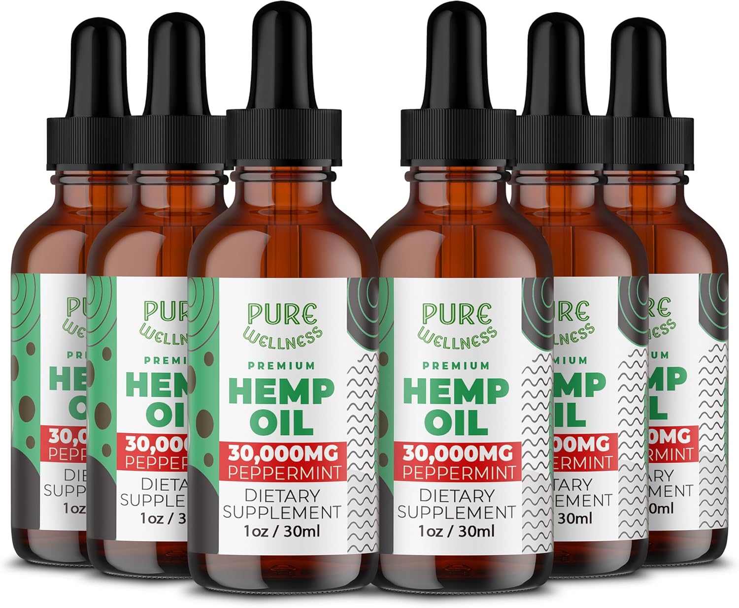 Organic Hemp Seed Oil (6 Oz), Peppermint Flavor, High Potency 30,000 mg - Helps in Natural Comfort, Sleep, Relaxation & Mood, Transparent Hemp Oil Dosage, Non-Habit Forming - Non-GMO, Vegan
