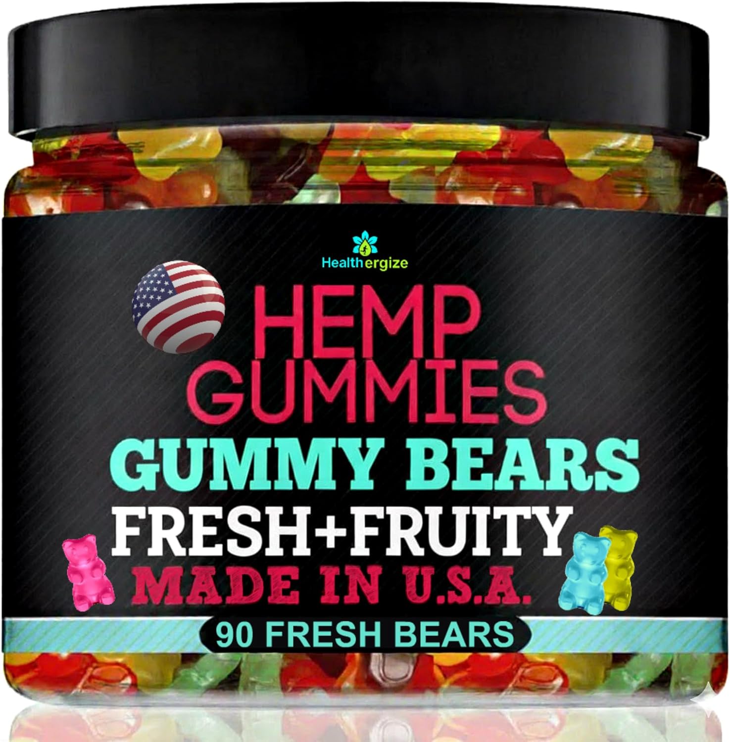 Hemp Gummies for Sleep-Calm Relaxing Night Support-90 Gummy Bear Edibles-Made in USA