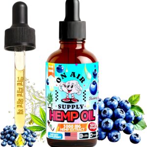 Hemp Oil - Organic Blueberry Flavored 2FL/60ML 3,000MG High Potency Drops Full-Spectrum Extract Hemp Oil for Skin & Hairs with Omega 3-6-9 & Vitamins C+E Natural Immune & Sleep Support – Made in USA