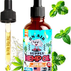 Hemp Oil - Organic Mint Flavored 2FL/60ML 3,000MG High Potency Drops Full-Spectrum Extract Hemp Oil for Skin & Hairs with Omega 3-6-9 & Vitamins C+E Natural Immune & Sleep Support – Made in USA